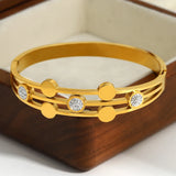18K Rhinestone Round Charm Bracelet Waterproof Jewelry