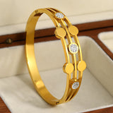 18K Rhinestone Round Charm Bracelet Waterproof Jewelry