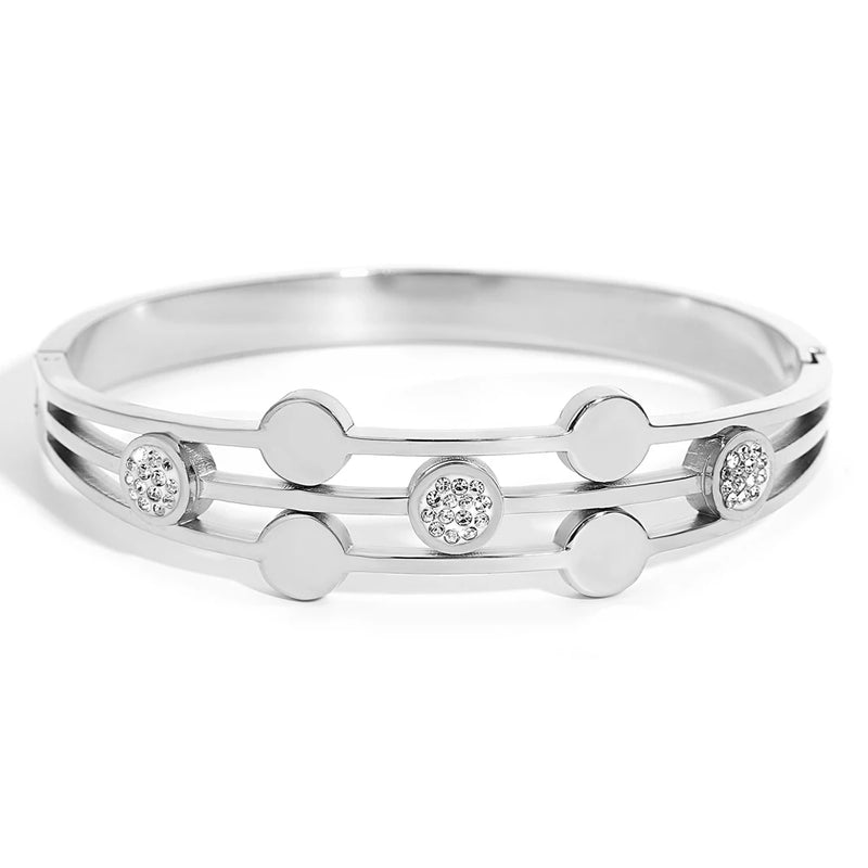 18K Rhinestone Round Charm Bracelet Waterproof Jewelry