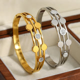 18K Rhinestone Round Charm Bracelet Waterproof Jewelry