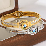 Colorful Evil Eye Charm Steel Bangle Bracelet Women Jewelry