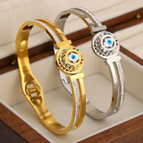 Colorful Evil Eye Charm Steel Bangle Bracelet Women Jewelry