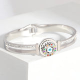 Colorful Evil Eye Charm Steel Bangle Bracelet Women Jewelry