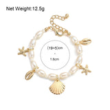 Starfish Coin Pearl Chain Bracelet Women Statement Jewelry