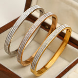 Rhinestone Charm Steel Bangle Bracelet Rose Bracelet Jewelry