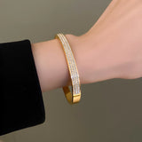 Rhinestone Charm Steel Bangle Bracelet Rose Bracelet Jewelry