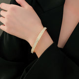 Rhinestone Charm Steel Bangle Bracelet Rose Bracelet Jewelry