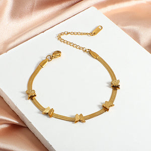 Stainless Steel Butterfly Charm Bracelet Women Snake Chain Waterproof