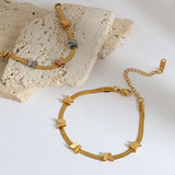 Stainless Steel Butterfly Charm Bracelet Women Snake Chain Waterproof
