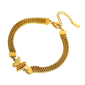 Women's Stainless Steel Butterfly Charm Bracelet