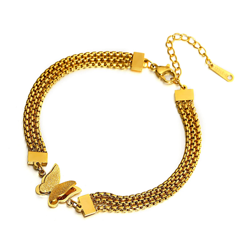 Women's Stainless Steel Butterfly Charm Bracelet