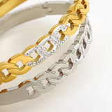 Women's Stainless Steel Rhinestone Charm Bracelet