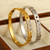 Women's Stainless Steel Rhinestone Charm Bracelet