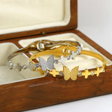 Stainless Steel Butterfly Bangle Bracelet Women 18K Plated Rhinestone Jewelry