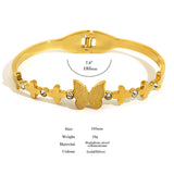 Stainless Steel Butterfly Bangle Bracelet Women 18K Plated Rhinestone Jewelry