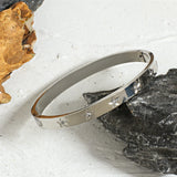 Stainless Steel CZ Charm Bangle Star Bracelet