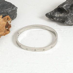 Stainless Steel CZ Charm Bangle Star Bracelet