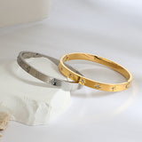 Stainless Steel CZ Charm Bangle Star Bracelet