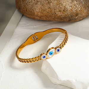 Stainless Steel Evil Eye Bangles for Women, Waterproof Bracelet Bangle