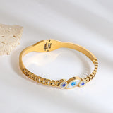 Stainless Steel Evil Eye Bangles for Women, Waterproof Bracelet Bangle