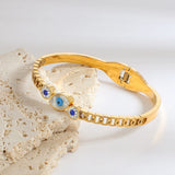 Stainless Steel Evil Eye Bangles for Women, Waterproof Bracelet Bangle