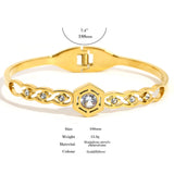 Stainless Steel Hexagon Charm Bracelet with Cubic Zirconia
