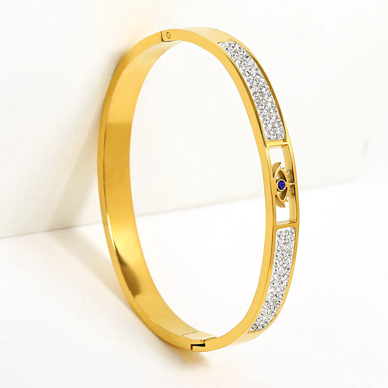 Stainless Steel Rhinestone Charm Bracelet for Women