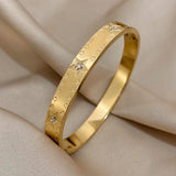 18K Plated Rhinestone Star Bangles for Women