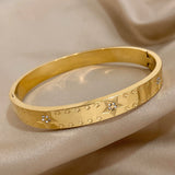 18K Plated Rhinestone Star Bangles for Women
