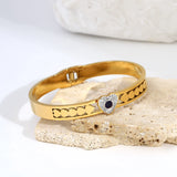 Stainless Steel Rhinestone Heart Bangle Bracelet Plated Charm Jewelry