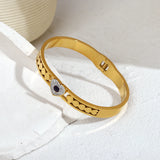 Stainless Steel Rhinestone Heart Bangle Bracelet Plated Charm Jewelry