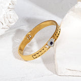 Stainless Steel Rhinestone Heart Bangle Bracelet Plated Charm Jewelry
