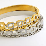 Square Crystal Bangles Bracelets Geometric Charm Party Jewelry