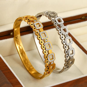 Square Crystal Bangles Bracelets Geometric Charm Party Jewelry