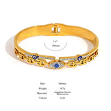 Evil Eye Bangle Bracelet Stainless Steel 18K Plated Rhinestone Charm Jewelry