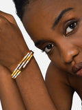 Stainless Steel CZ Bamboo Bangle Bracelet Waterproof Jewelry