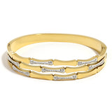 Stainless Steel CZ Bamboo Bangle Bracelet Waterproof Jewelry