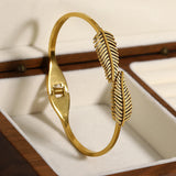 Vintage Stainless Steel Leaf Bangles for Women