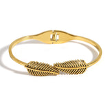 Vintage Stainless Steel Leaf Bangles for Women