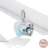 Santorini Charm Pendant 925 Silver Enamel Heart for Bracelet Jewelry