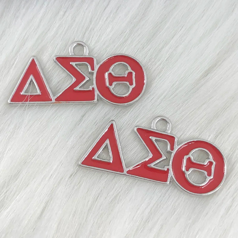 Greek Charms For Women DST Red Enamel Letter Jewelry Accessories