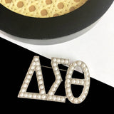 Greek Logo Red Pearl Large Brooch Charms Women Jewelry