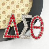 Greek Logo Red Rhinestones Large Brooch Charms Women Jewelry