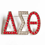 Greek Logo Red Rhinestones Large Brooch Charms Women Jewelry