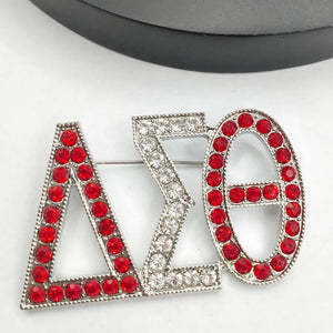 Greek Logo Red Rhinestones Large Brooch Charms Women Jewelry
