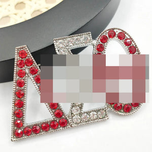Greek Logo Red Rhinestones Large Brooch Charms Women Jewelry