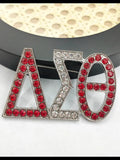 Greek Logo Red Rhinestones Large Brooch Charms Women Jewelry