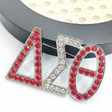 Greek Logo Red Rhinestones Large Brooch Charms Women Jewelry