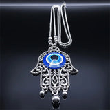 Greek Eye Fatima Hand Pendant Necklace Demon Eye Charm Christmas Jewelry