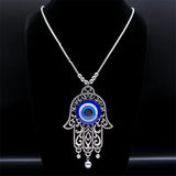 Greek Eye Fatima Hand Pendant Necklace Demon Eye Charm Christmas Jewelry